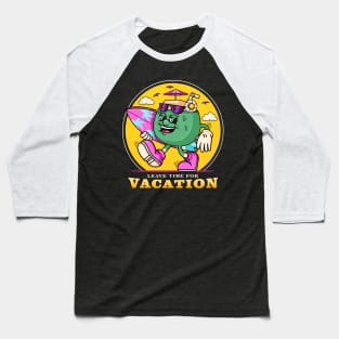 Vacation, cartoon mascots drink young coconuts while carrying surfboards Baseball T-Shirt